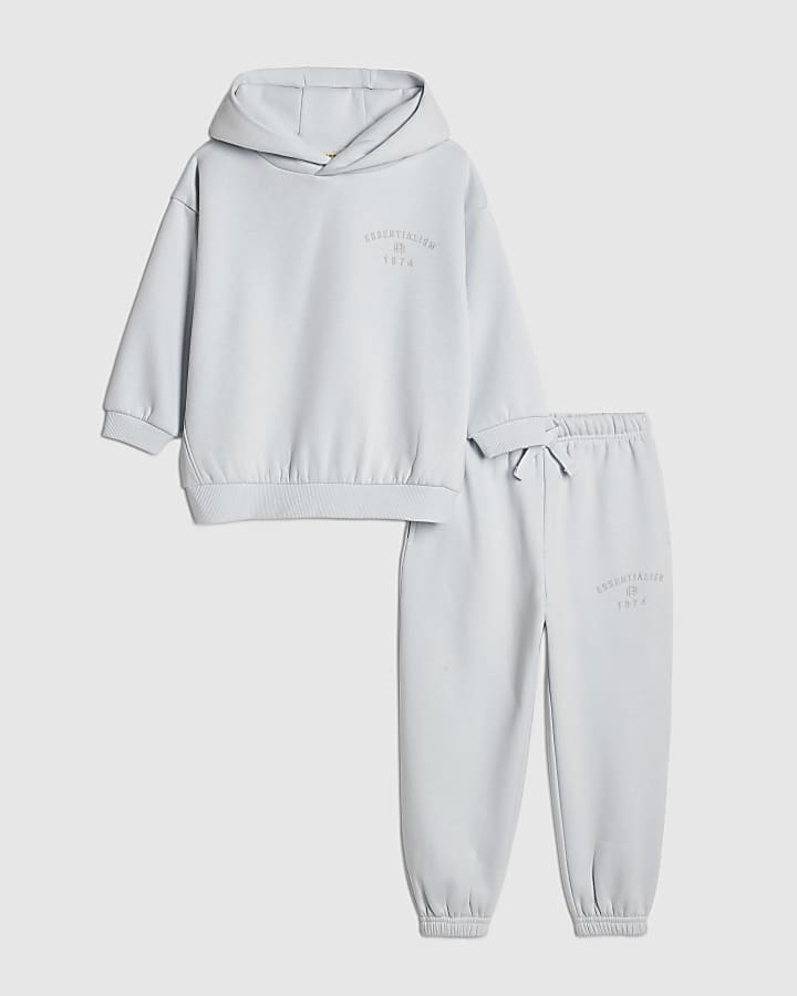 mini boys blue essentialism hoodie set