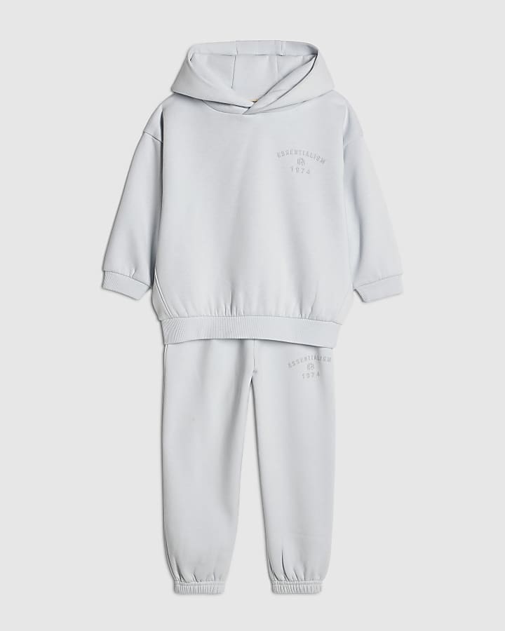 mini boys blue essentialism hoodie set